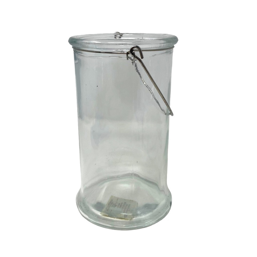 Large Clear Glass Open Container with Handle.